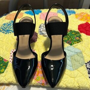 ANTONIO MELANI Black Patent Leather Slingback Heels
